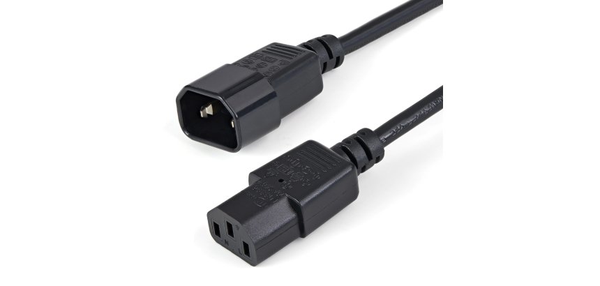 StarTech.com 1m Stroom Verlengkabel, C14 naar C13 Voedingskabel, 10A 125V, 18AWG, Computer Stroomkabel, IEC-320-C14 naar IEC-320-C13 AC Verlengkabel voor Netvoeding, UL-Listed