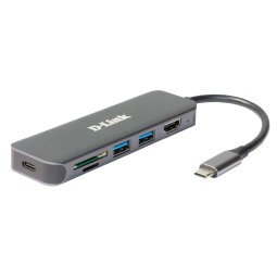 D-Link Hub USB-C 6-en-1 avec HDMI/lecteur de carte/alimentation DUB-2327