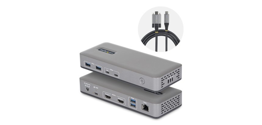 StarTech.com Station d'Accueil USB-C à Deux Écrans, HDMI, 4K 60Hz, Recharge d'Ordinateur Portable 100 W, 1 GbE, Sans Pilote, Station d'Accueil Multi-Écrans pour Windows