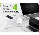 Conceptronic 4-Port 100W GaN USB PD Charger with USB-C Charging Cable, USB-C x 3, USB-A x 1, QC 3.0, PPS