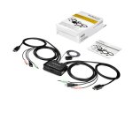 StarTech.com Switch KVM DisplayPort 2 Ports- 4K 60 Hz - Commutateur KVM USB DP 1.2 UHD avec Câbles 1,2 m Integrés & Audio - Alimenté par Bus - Commutation à Distance 1,5 m avec Bouton