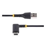 StarTech.com 15cm USB-A naar USB-C Laadkabel, Robuuste Haakse Fast Charge & Sync Kabel, 3A, USB 2.0, TPE Mantel en Aramidevezels - Zwarte USB Oplaadkabel