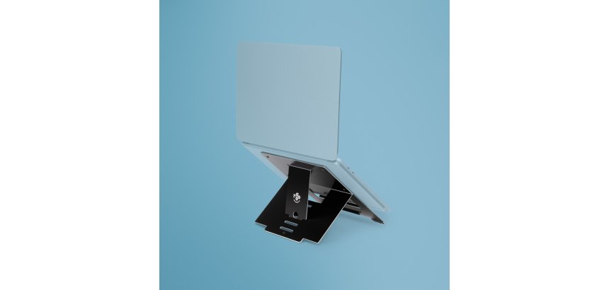 R-Go Tools Support pour ordinateur portable R-Go Riser, pliable, ergonomique et réglable, aluminium Hylite, noir