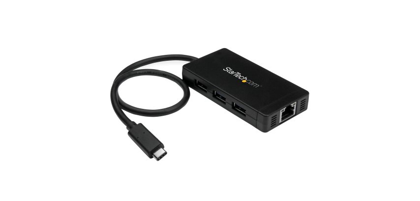StarTech.com Hub USB 3.0 (5Gbps) a 3 porte con USB-C e Ethernet Gigabit - Include Adattatore di Alimentazione