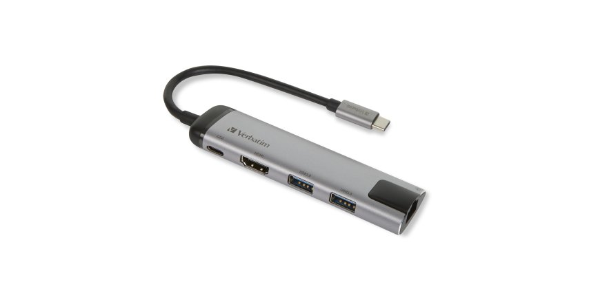 Verbatim 49141 station d'accueil USB 3.2 Gen 1 (3.1 Gen 1) Type-C Noir, Argent