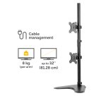 Fellowes Seasa Dual Stacking Monitor Arm - Freestanding Monitor Mount for 8KG 32 inch Screens - Ergonomic Adjustable Monitor Arm - Tilt 45° Pan 120° Rotation 360°, VESA 75 x 75/100 x 100 - Black