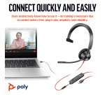HP Poly Blackwire 3315 Monaural Microsoft Teams Certified USB-C Headset +3.5mm Plug +USB-C/A Adapter
