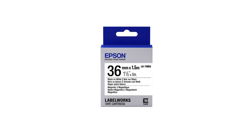 Epson LK-7WB2 - Magnétique - Noir sur Blanc - 36 mmx1.5m