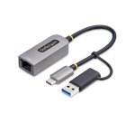 StarTech.com Adaptateur USB-C vers Ethernet avec Dongle USB-A, 10/100/1000Mbps, Adaptateur Réseau USB 3.0 vers Gigabit Ethernet, Câble de 15cm, Adaptateur USB GbE