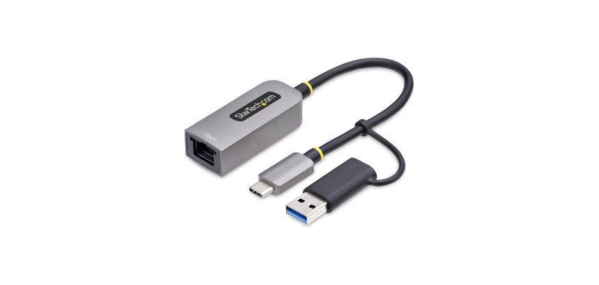 StarTech.com Adaptateur USB-C vers Ethernet avec Dongle USB-A, 10/100/1000Mbps, Adaptateur Réseau USB 3.0 vers Gigabit Ethernet, Câble de 15cm, Adaptateur USB GbE