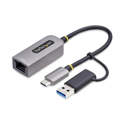 StarTech.com Adaptador USB-C a Ethernet con Dongle USB-A - Adaptador de Red USB Tipo C - Adaptador Ethernet - 10/100/1000Mbps - Adaptador de Red USB 3.0 - con Adaptador USB-A - Cable Integrado de 15cm