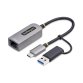 StarTech.com Adaptador USB-C a Ethernet con Dongle USB-A - Adaptador de Red USB Tipo C - Adaptador Ethernet - 10/100/1000Mbps - Adaptador de Red USB 3.0 - con Adaptador USB-A - Cable Integrado de 15cm