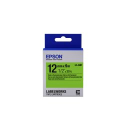 Epson Label Cartridge Fluorescent LK-4GBF Black/Green 12mm (9m)