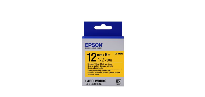 Epson Cinta adhesiva resistente - LK-4YBW cinta adhesiva resistente negra/amarilla 12/9