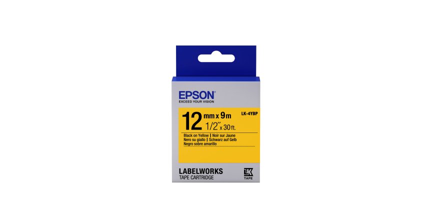 Epson LK-4YBP - Couleur Pastel - Noir sur Jaune - 12mmx9m