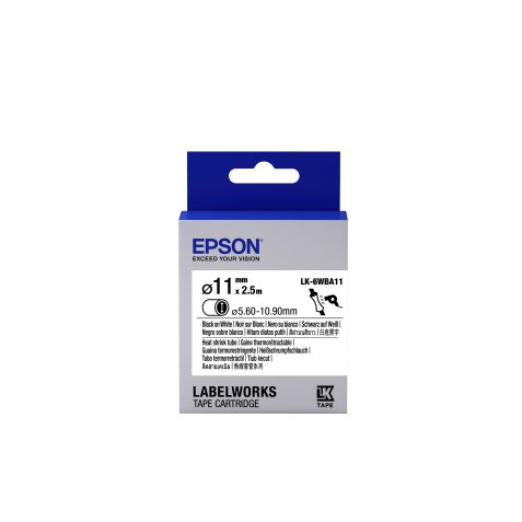 Epson LK-6WBA11 - Thermorétrécissant (HST) - Noir sur Blanc - Diam. 11mmx2.5m