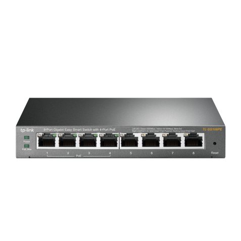 TP-Link TL-SG108PE Géré L2 Gigabit Ethernet (10/100/1000) Connexion Ethernet, supportant l'alimentation via ce port (PoE) Noir