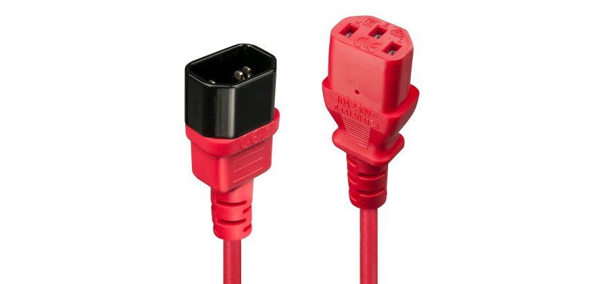 Lindy Rallonge secteur C14 vers C13, rouge, 1m