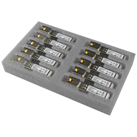 StarTech.com Paquete de 10 Módulos SFP Compatibles con Cisco GLC-T - 1000BASE-T - SFP a RJ45 Cat6 / Cat5e - SFP Ethernet Gigabit de 1Gb - RJ45 - 100m - Cisco Firepower, ASR920, IE2000