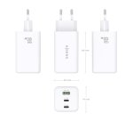 AISENS Cargador GaN 100W, 2x USB-C PD3.0 QC4.0 QC5.0, 1x USB-A QC3.0, Blanco
