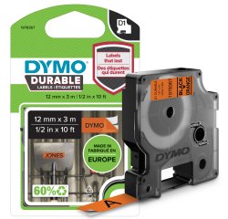 DYMO Authentic D1 Durable Labels | Black Print on Orange Tape | 12 mm x 3 m | High-Performance Label Tape for LabelManager Label Makers