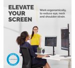 Fellowes Seasa Dual Stacking Monitor Arm - Freestanding Monitor Mount for 8KG 32 inch Screens - Ergonomic Adjustable Monitor Arm - Tilt 45° Pan 120° Rotation 360°, VESA 75 x 75/100 x 100 - Black
