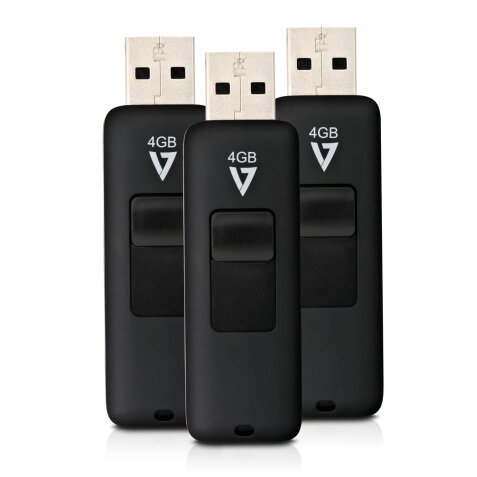 V7 VF24GAR-3PK-3E unidad flash USB 4 GB USB tipo A 2.0 Negro