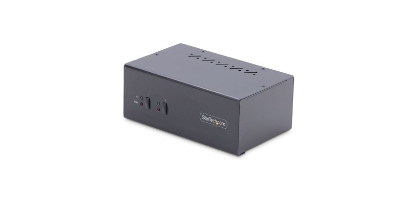 StarTech.com Switch KVM DisplayPort à 2 Ports, 4K 60Hz, 2 Ports USB 5Gbps, 2 Ports USB 2.0 HID, Commutation par Touches et Boutons-Poussoirs, Vonforme TAA - Audio 3.5mm, HDCP