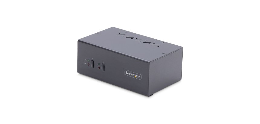 StarTech.com Switch KVM DisplayPort à 2 Ports, 4K 60Hz, 2 Ports USB 5Gbps, 2 Ports USB 2.0 HID, Commutation par Touches et Boutons-Poussoirs, Vonforme TAA - Audio 3.5mm, HDCP