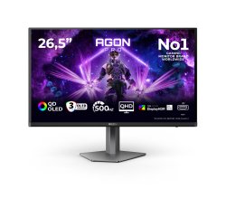 AOC AGON PRO AG276QKD2 computer monitor 67.3 cm (26.5") 2560 x 1440 pixels Quad HD QD-OLED Black, Grey