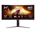 AOC G4 CU34G4 écran plat de PC 86,4 cm (34") 3440 x 1440 pixels Wide Quad HD LED Noir, Rouge