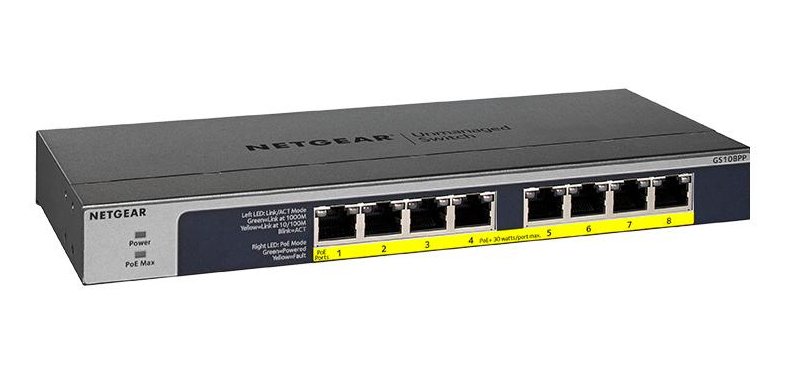 NETGEAR GS108PP No administrado Gigabit Ethernet (10/100/1000) Energía sobre Ethernet (PoE) Negro