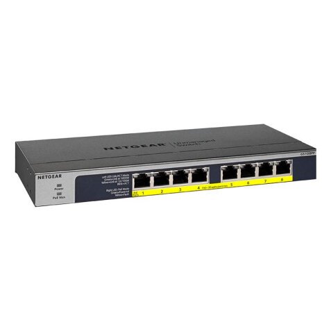 NETGEAR GS108PP Non-géré Gigabit Ethernet (10/100/1000) Connexion Ethernet, supportant l'alimentation via ce port (PoE) Noir