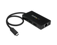 StarTech.com Concentrador USB 3.0 de 3 Puertos con USB-C y Ethernet Gigabit - 5Gbps - Con Adaptador de Alimentación