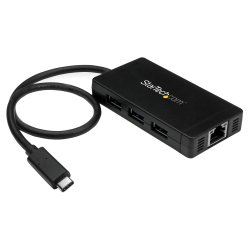 StarTech.com Hub USB-C à 3 ports avec Gigabit Ethernet - USB-C vers 3x USB-A - USB 3.0 - 5Gbps - Adaptateur d'alimentation inclus