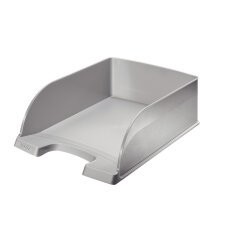 Corbeille à courrier Jumbo Plus. Dimensions (lxhxp) : 25,5 x 10,3 x 36 cm. Coloris argent