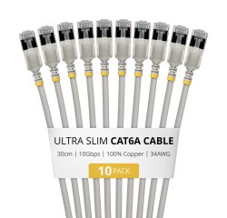 StarTech.com 6ASTP34GRS30CM10PK netwerkkabel Grijs 0,3 m Cat6a U/FTP (STP) Rond