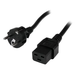 StarTech.com 2m Computer Stroomkabel, 16AWG, EU Schuko naar C19, 16A 250V, Zwart, AC Vervangkabel, Printer Voedingskabel, PC Power Supply Kabel, TV/Monitor Electriciteitssnoer, UL-Listed
