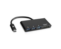 V7 Adattatore USB nero da USB-C maschio a 3 x USB 3.0 A femmina, Micro SD, SD/MMC