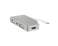 StarTech.com Adaptateur Multiport USB-C avec HDMI/VGA/Mini DisplayPort ou DVI - Convertisseur Moniteur USB Type C vers HDMI 1.4 ou mDP 1.2 (4K) - VGA ou DVI (1080p) - Aluminium Argenté