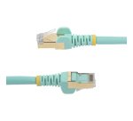 StarTech.com Câble Ethernet CAT6a 50cm - Cordon RJ45 Blindé STP Anti-Accrochage 10GbE LAN - Câble Réseau Internet 100W PoE - Turquoise - Snagless - Testé Individuellement - UL/TIA