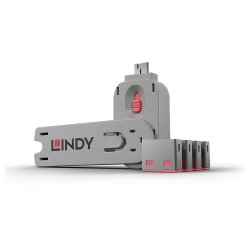 Lindy 40450 bloqueador de puerto Bloqueador de puerto + clave USB tipo A Rosa Acrilonitrilo butadieno estireno (ABS) 5 pieza(s)