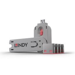 Lindy 40450 bloqueur de port Bloqueur de port + clé USB Type-A Rose Acrylonitrile-Butadiène-Styrène (ABS) 5 pièce(s)