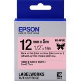 Epson Ruban satin pour étiqueteuse LK-4PBK Noir/Rose 12 mm (5 m)