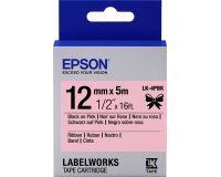 Epson Ruban satin pour étiqueteuse LK-4PBK Noir/Rose 12 mm (5 m)