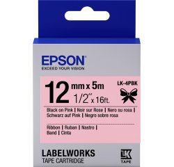 Epson Ruban satin pour étiqueteuse LK-4PBK Noir/Rose 12 mm (5 m)