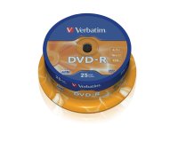 Dvd-r verbatim capacidad 4.7gb velocidad 16x 120 min tarrina de 25 unidades