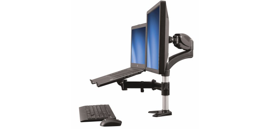 Brazo para un Monitor - Base para Ordenador Portátil con Ajuste de Altura de un Toque