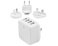 StarTech.com Chargeur mural USB à 4 ports - (34 W/6,8 A) - Chargeur de voyage international - Blanc