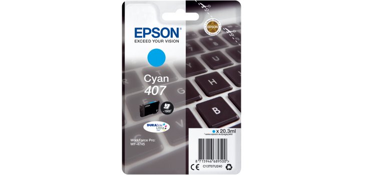 Epson 407L Keyboard DURABrite Ultra Single Cyan Ink
